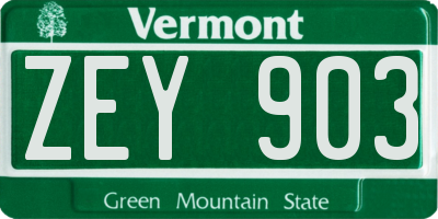 VT license plate ZEY903