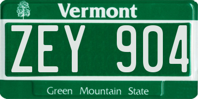 VT license plate ZEY904