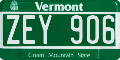 VT license plate ZEY906