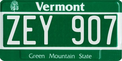 VT license plate ZEY907