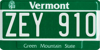 VT license plate ZEY910
