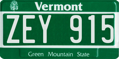 VT license plate ZEY915