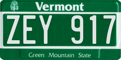 VT license plate ZEY917