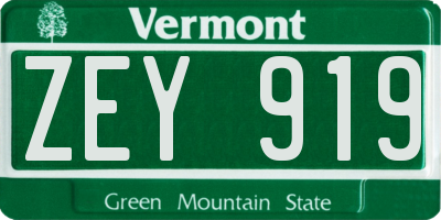 VT license plate ZEY919