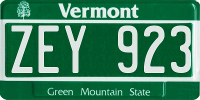 VT license plate ZEY923