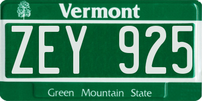 VT license plate ZEY925