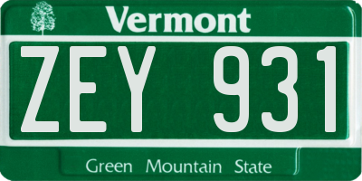 VT license plate ZEY931