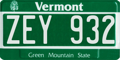 VT license plate ZEY932