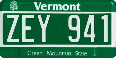 VT license plate ZEY941