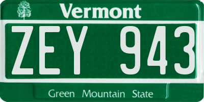 VT license plate ZEY943