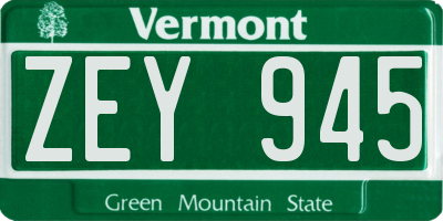 VT license plate ZEY945