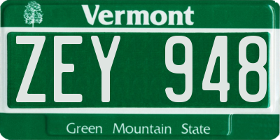 VT license plate ZEY948