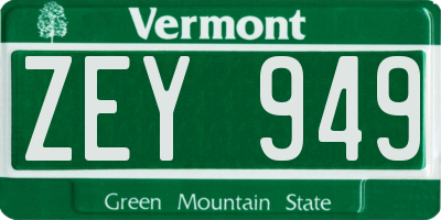 VT license plate ZEY949