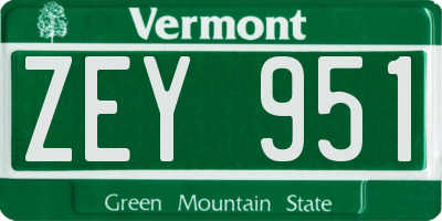VT license plate ZEY951