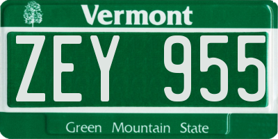 VT license plate ZEY955