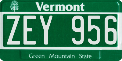 VT license plate ZEY956