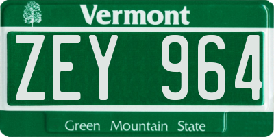 VT license plate ZEY964