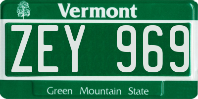 VT license plate ZEY969