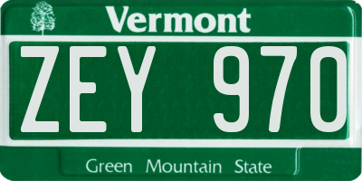 VT license plate ZEY970