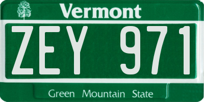 VT license plate ZEY971