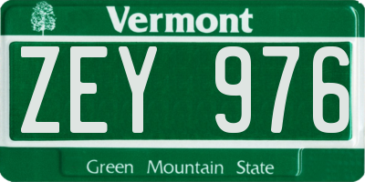 VT license plate ZEY976