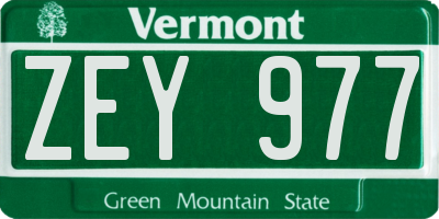 VT license plate ZEY977