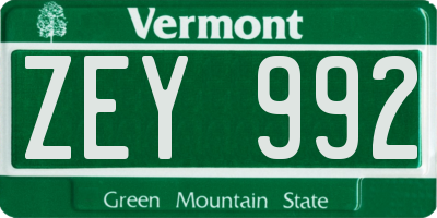 VT license plate ZEY992