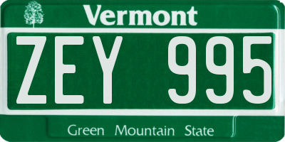 VT license plate ZEY995