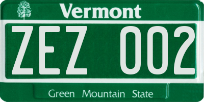 VT license plate ZEZ002