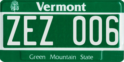 VT license plate ZEZ006