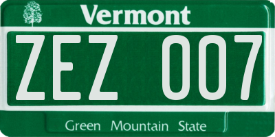 VT license plate ZEZ007