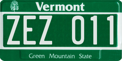 VT license plate ZEZ011