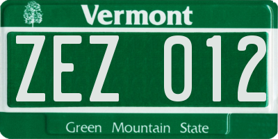 VT license plate ZEZ012