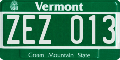 VT license plate ZEZ013