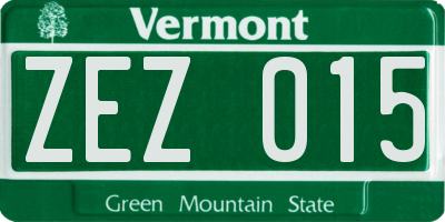 VT license plate ZEZ015