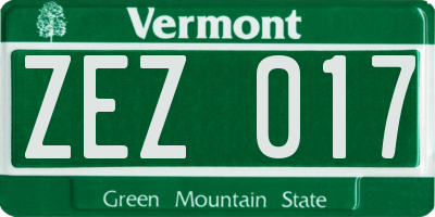 VT license plate ZEZ017