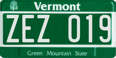 VT license plate ZEZ019