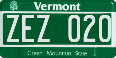 VT license plate ZEZ020