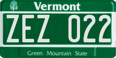 VT license plate ZEZ022