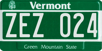 VT license plate ZEZ024