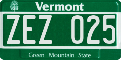 VT license plate ZEZ025