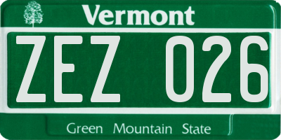 VT license plate ZEZ026