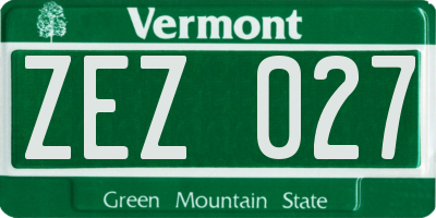 VT license plate ZEZ027