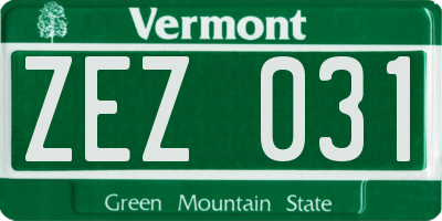 VT license plate ZEZ031