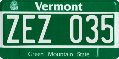 VT license plate ZEZ035