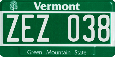 VT license plate ZEZ038