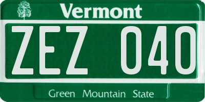 VT license plate ZEZ040