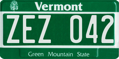 VT license plate ZEZ042