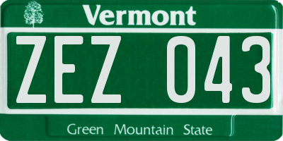 VT license plate ZEZ043