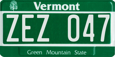 VT license plate ZEZ047